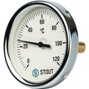 Термометр биметаллический STOUT 80 мм 1/2" с погружной гильзой 50 мм
